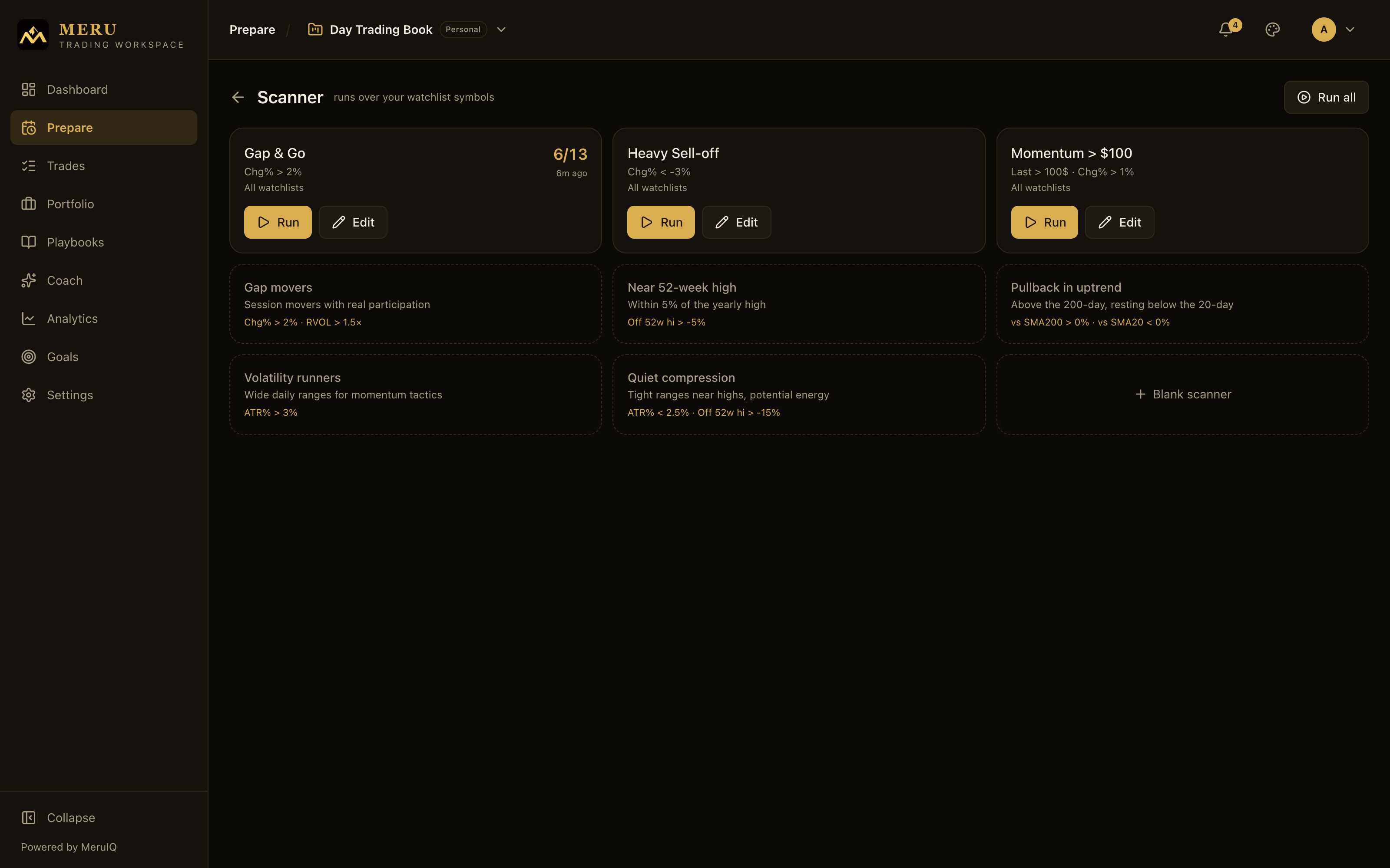 Scanner builder with criteria and results