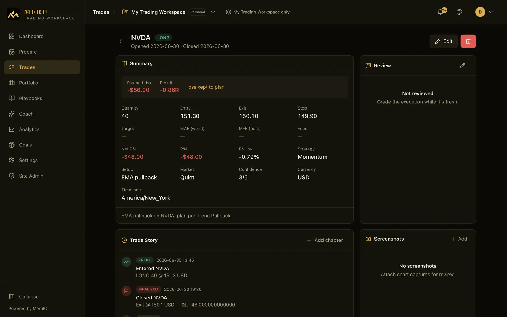 Trade journal